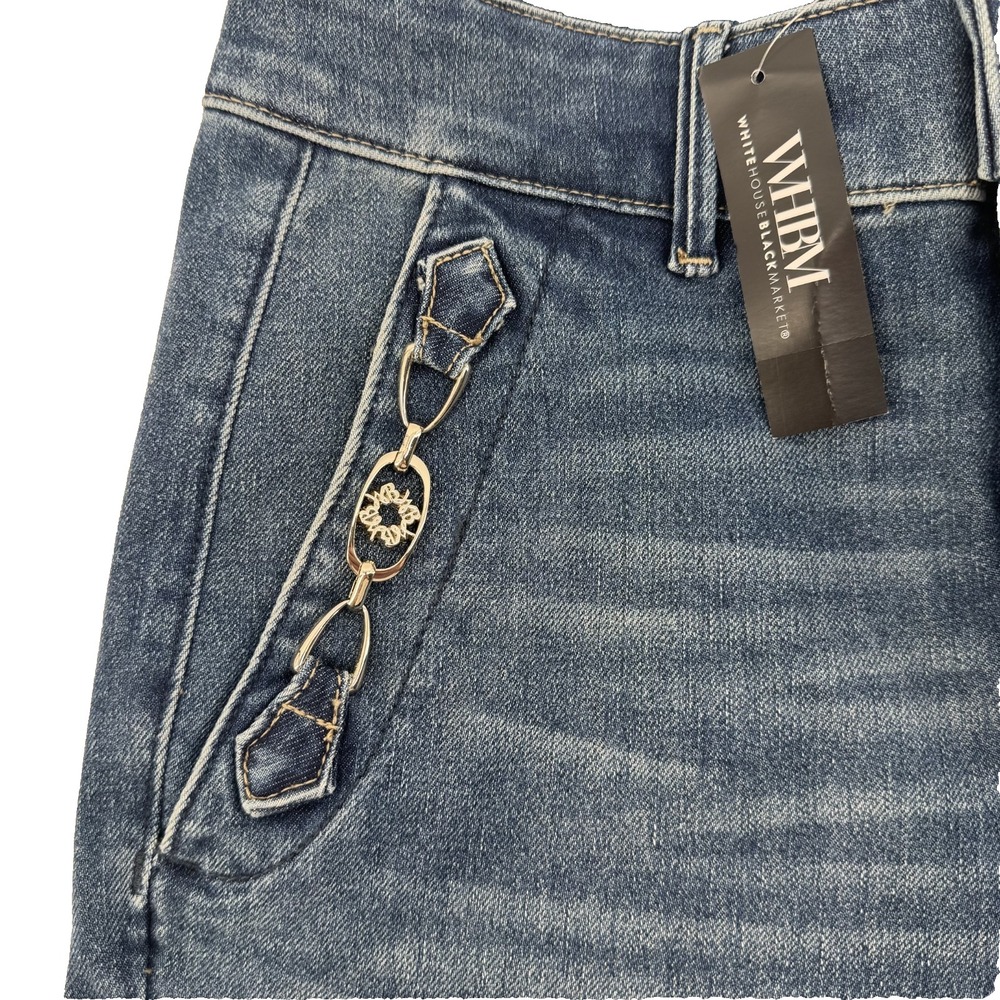 White House Black Market WHBM High Rise Sculpt Horsebit Straight Jeans 10S - Picture 2 of 8